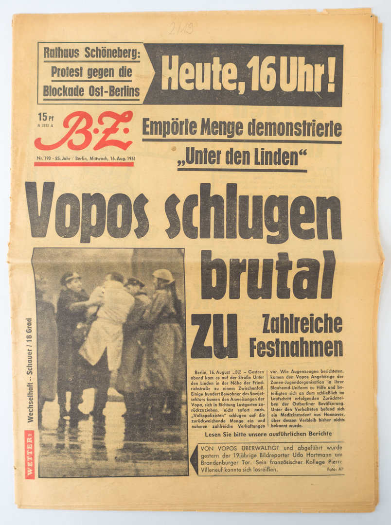 Berliner Zeitung 16 August 1961 Ddr Museum Berlin